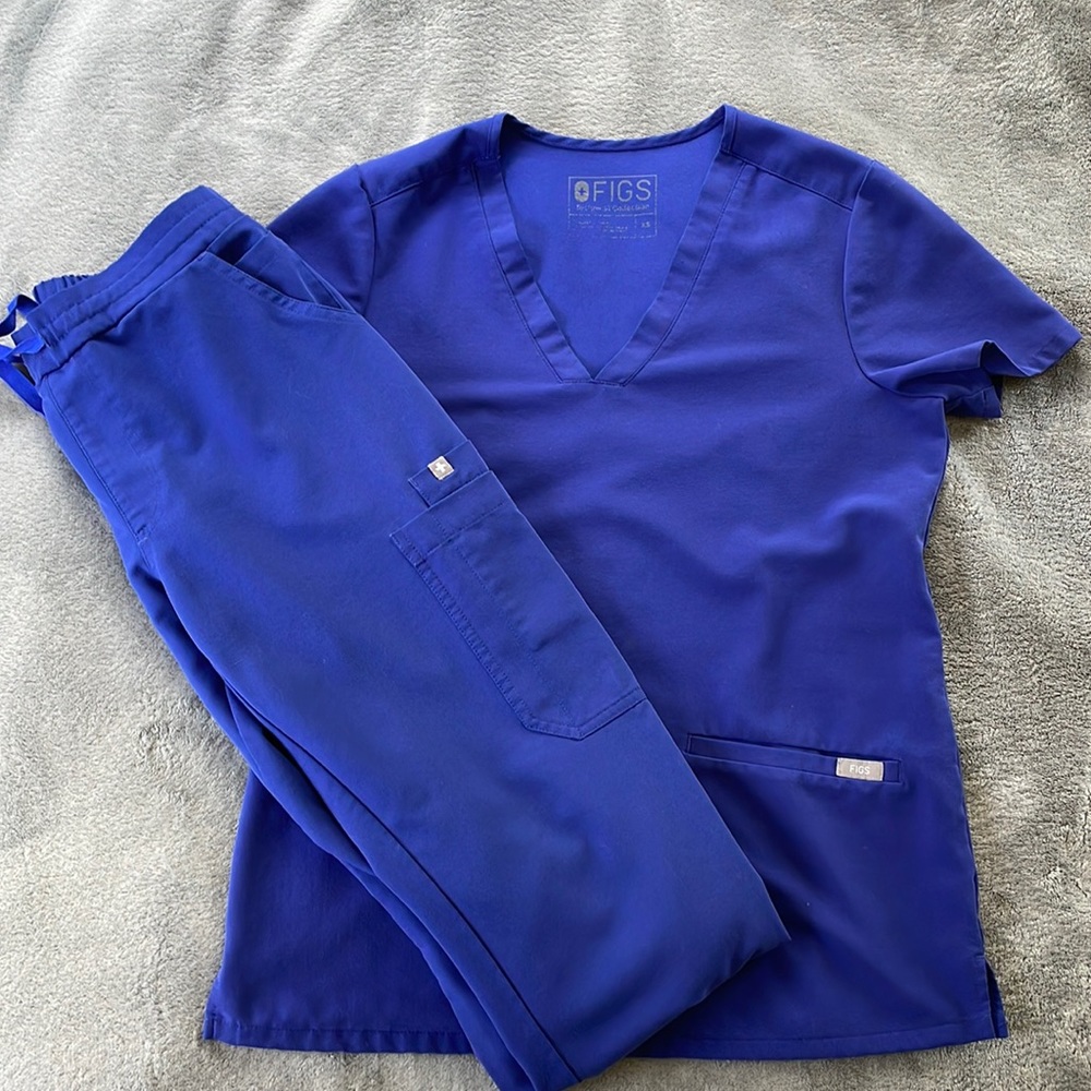 Figs Scrub Set, deep royal blue, size xs